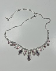 EISENBERG ICE Vintage Silver Tone Pink Rhinestone Crystal Choker Necklace