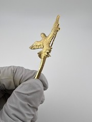 Vintage Signed Bird Brooch Gold Plated Pewter Swallow Figural Pin Flying, Used.