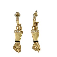 Jackie Collins Gold Tone Rhinestone Figa Fist Dangle Post Earrings, Signed K01