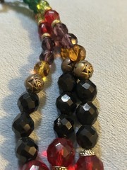 Beautiful Vintage Strung Glass Beaded Multicolor- 3 Strand 17.5in Necklace