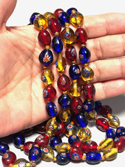 Vintage VENETIAN MURANO GLASS Bead Knotted Rope Long Necklace 62″ – 180g