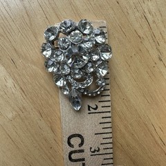 Vintage 1940s Kandell Marcus Flower Brooch Pin 2 Inch Clear Crystals Elegant MCM