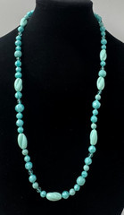 Lovely VTG MIRIAM HASKELL Hand-Strung Turquoise Art Glass Bead Necklace Signed