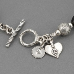 Vintage Silpada Chunky Sterling Silver Smoky Quartz Bead Toggle Bracelet B1039