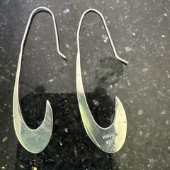 Vintage Teresa Gonzales Tego & Co. Sterling Silver Modernist Hoop Earrings