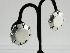 Vintage Pat Areias Sterling Silver Octagon Clip on Earrings 33.3g 1.25 Inches