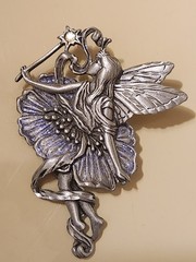 Vintage JJ Fairy Brooch Large Enamel Wings Magic Wand Fantasy Pin