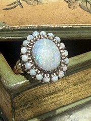 Vintage 10k Gold Ring 19 Fire Opals size 7.75 weight 5.4gr or 3.5 dwt c. 1970’s