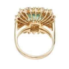 Estate 1960s 4.00CT Asscher Cut Emerald & Baguette Round Diamond Princess Ring