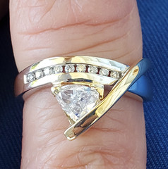 ORIGINAL EARTH MINED Triangle DIAMOND Engagement Ring SOLID 14K GOLD Solitaire 6