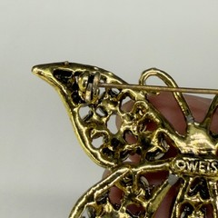 Vintage Weiss Butterfly Brooch Red Green Blue Gold Tone Signed 2.5 Inches