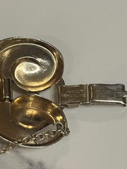 MONET 925 Sterling Silver Vintage Modernist Heart Link Bracelet 6.75″gold Vermil