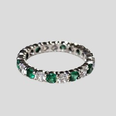 Eternity Band Size 6.5 Clear And Green Stones