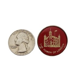 Vintage Made in England Tower of London C-Clasp Red Round Pin, K836