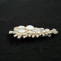 Vintage Hollycraft Christmas Tree Brooch Candle White Opalized 2.25″