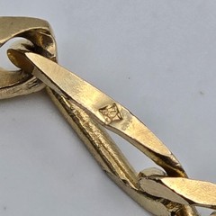 Vintage Gold Filled / Rolled Gold – 6 mm Blocky Flat Figaro Chain Bracelet 8.25″