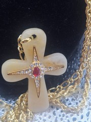 Vtg Camrose & Kross Jackie Kennedy JBK Replica Maltese Cross Necklace W/box COA