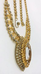 JULIANA Delizza And Elster Rhinestone Necklace Filigree Hearts Vintage Jewelry