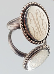VTG 925 Monogram CME CEM Signet Ring Sz 4.75 Sterling Silver 5g Engraved Oval