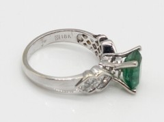 Bellari $12,000 5.50ct Natural Emerald Princess Cut Diamond 18k White Gold Ring