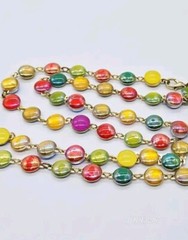 Retro Couture Necklace Long Circles Multicolored 28 in Gold tone Vintage