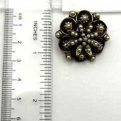 Vintage Brooch Seed Pearl Layered Flower Victorian Revival Mid Century