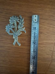 Vintage West Germany aluminum marcasite style riveted floral spray brooch pin