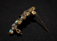 Small Vintage Bronze Soviet Brooch with stones pin Made in ussr 35*25 mm