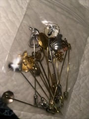 15 Stick Pins Mixed Metal And Stone Estate Lot