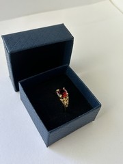 Vintage Red Cubic Zirconia Ring Gold Plated Womens Size 6.5