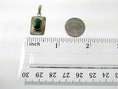 Vintage Southwestern Sterling Silver Malachite Cabochon Pendant 2.8g 7/8 Inch