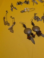 22 Pairs MCM Retro Vintage Fun Pierced Earrings Rhinestones Faux Pearls Beaded