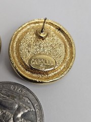 2 Pair VTG Earrings Carol Lee Pierced And Gold-tone Clip On Black Enamel,Faux P.