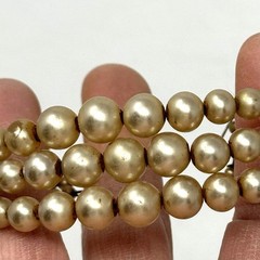 Vintage Faux Pearl Wrap Cuff Bracelet Spring Wire Beaded Fits All Champagne
