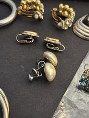 Vintage Clip On/screw Back Earring Lot , All Wearable Lot #5 Sold As Is