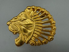 VINTAGE GOLD PLATED LION HEAD BROOCH METROPOLITAN ART MUSEIM SIGNED MMA