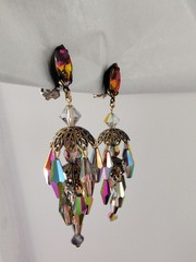 Vtg Rare LEWIS SEGAL California Watermelon AB Crystal Chandelier Earrings Pat…