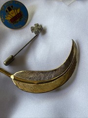 Lot Vintage Mixed Jewelry Brooches Pins Roadrunner Sports Avon Feather Chaplain