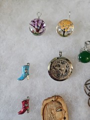 Vintage/ Modern Pendant lot of over 20 pieces. Glass, metal