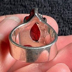 VTG – Starborn Etched Spessartite Garnet on Wide Band 925 Sterling -Sz 6.75 -10g