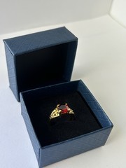 Vintage Red Cubic Zirconia Ring Gold Plated Womens Size 6.5