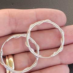 Vintage Sterling Silver Twisted Rope Hoop Pierced Earrings 925 Dainty