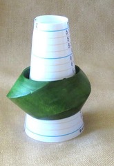 Vintage Green Bangle Wood Chunky Sculptural Asymmetrical Designer Bracelet