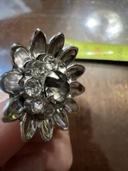 Coro Rhinestone Floral Flower twist clip on Earrings Vintage Flower 50-60’s