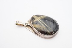 Vintage Sterling Silver 925 Rutilated Quartz Pendant Signed