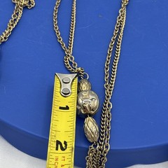 Vintage Long Gold Tone Beaded Chain Necklace 54” Station Necklace Layering