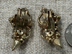 KRAMER of NY “Alexandrite” Purple/Lavender Rhinestone Clip On Gold Tone Earrings
