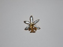 Vintage Antique Gold Pale Blue Enamel Floral Flower Brooch Pin, 1.5″ Inches