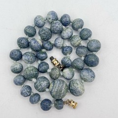 Vintage Les Bernard Necklace Blue Green Gray Coral Graduated Bead 19.5”