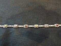 #656–VINTAGE STERLING SILVER HAN-925-BRACELET–6-STONES